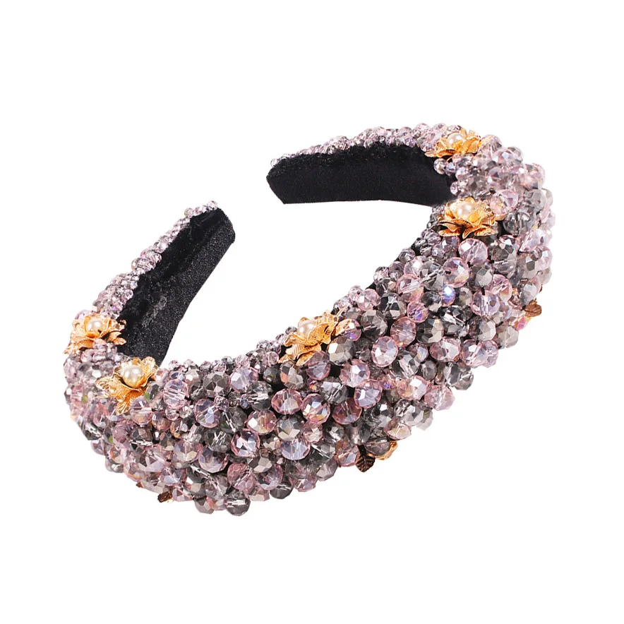 

vintage retro colorful flower beads hairbands wide headbands hair accessories