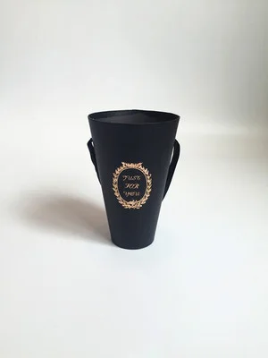 The small black Рекламный раунд ведро для попкорна портативный букет цветов конусов цветочный магазин цветов Подарочная коробка для вечеринки, свадьбы, Рождества, деко - Цвет: The small black