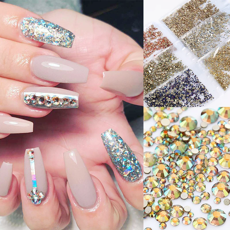 1440 шт./упак. 3D кристаллы стразы золотистые/Серебристые украшения для дизайна