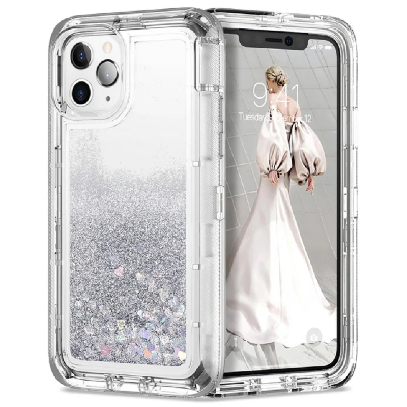 

Heavy Duty Protect Quicksand Case For iPhone 11 pro Max Case For iPhone 12 7 8 6 Plus X Xs Max XR Cover Clear Hard Glitter Armor