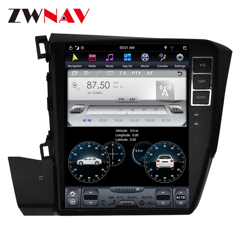 

4+128GB Tesla Screen Android 9.0 Stereo Car multimedia Player For Honda Civic 2012 2013 2014 2015 Audio Radio Recorder Head Unit