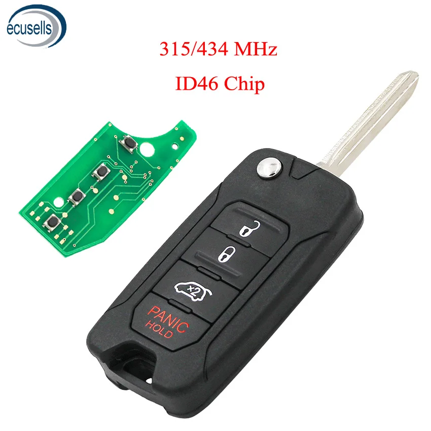 Дистанционный ключ с 4 кнопками 315 МГц 433 чипом ID46 для Dodge Chrysler Jeep | Автомобили и