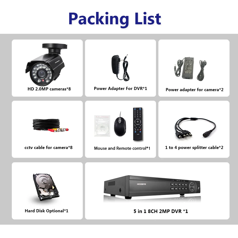 Камера видеонаблюдения 8 каналов DVR водонепроницаемая 2 Тб hdd | Безопасность и