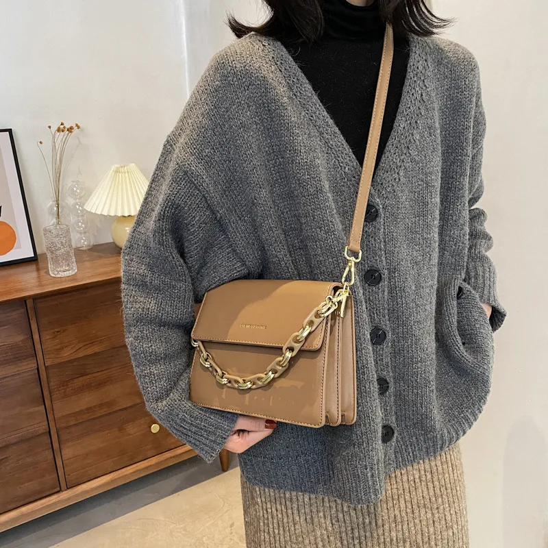 

Women Fashion Messenger Pack High Quality Leather Shoulder Bags for Female Designer Handbag and Purse Ladies Solid Color Totes