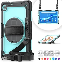 tablet case for lenovo m10 plus case 10 3 tb x606f tb x606x 360 rotate wristneck strap protective cover for lenovo tab m8