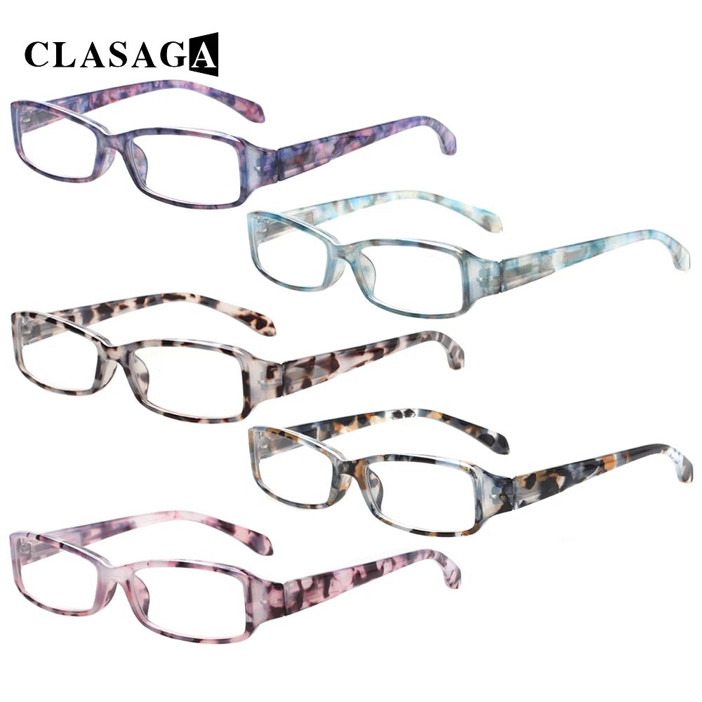 

CLASAGA Reading Glasses Flexible Spring Hinge Printed Flower Rectangle Frame Men and Women HD Prescription Reader Eyeglasses