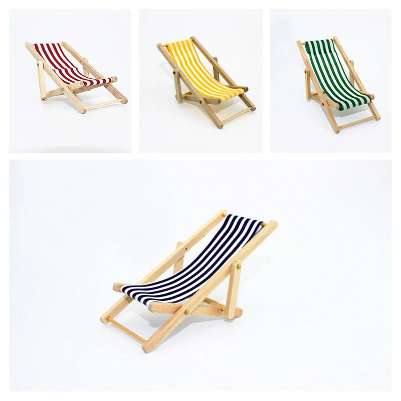 

1:12 Scale DIY Foldable Wooden Deckchair Lounge Beach Chair for Lovely Miniature for Dolls Paly House Furniture Toys Gifts