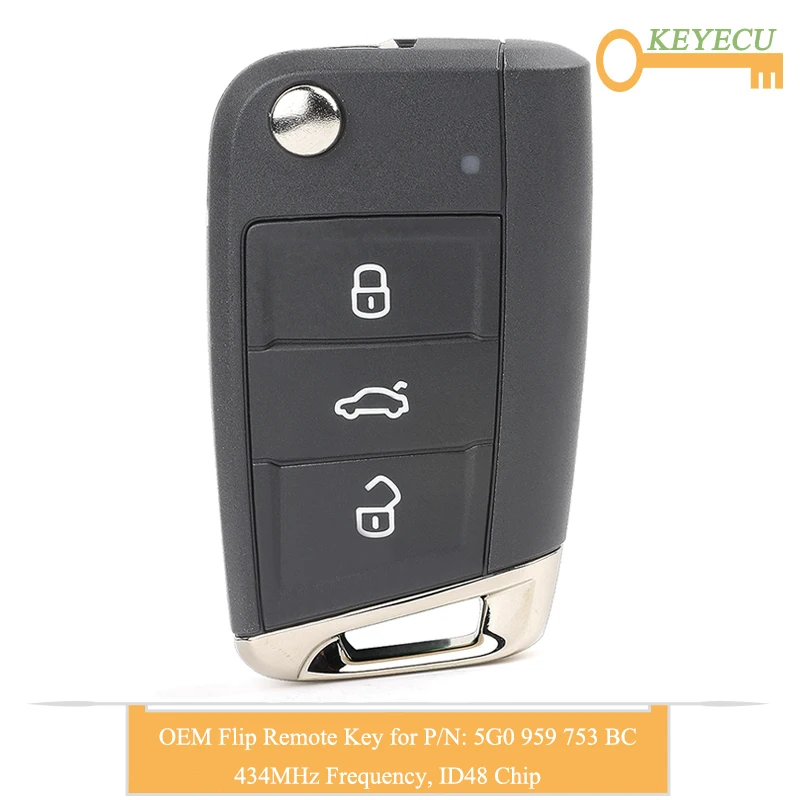 KEYECU OEM флип пульт дистанционного управления автомобильный ключ для Volkswagen Golf VII GTI