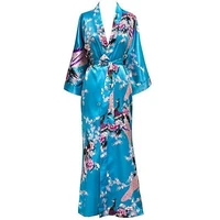 plus size xxxl chinese women long robe print flower peacock kimono bath gown bride bridesmaid wedding bathrobe sexy sleepwear