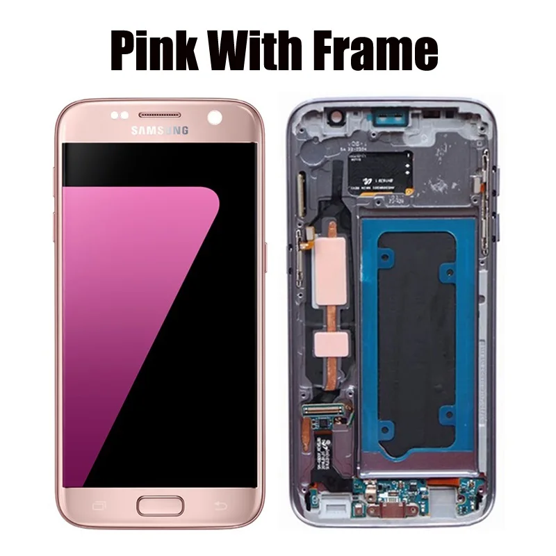 Pink with frame 5,1 ''Burn-тени ЖК-дисплей с рамкой для SAMSUNG Galaxy S7 Дисплей G930 G930F Сенсорный экран планшета с Услуги Pack - Цвет: Pink with frame