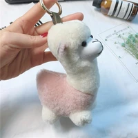 15cm cute alpaca bag pendant small wool fur keychain personalized key ring