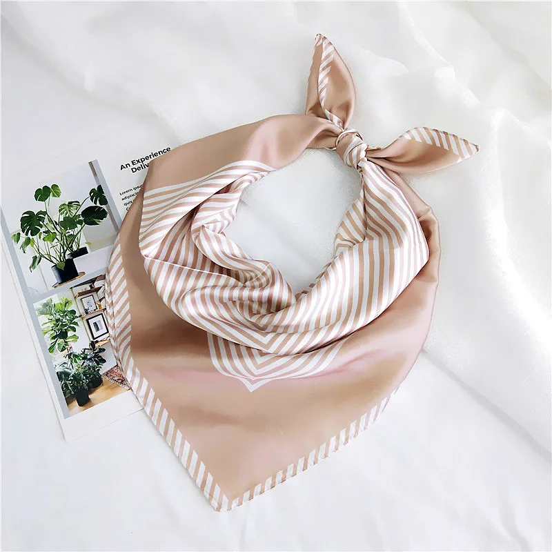 Полосатый шелковый шарф женские модные шарфы с принтом галстук для волос цветок