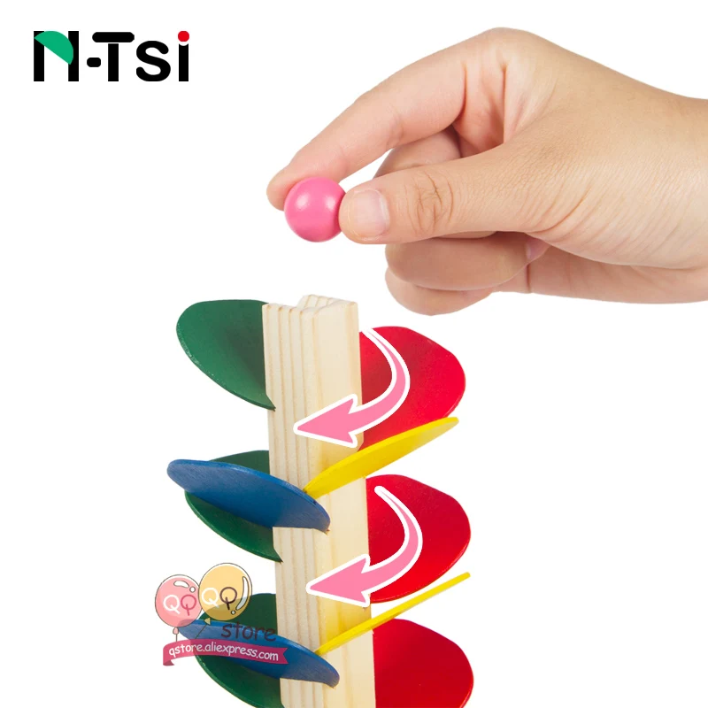 N-Tsi детей DIY Монтессори деревянное дерево мрамор мяч бегать трек игра модель строительные блоки Развивающие детские игрушки Рождественский подарок