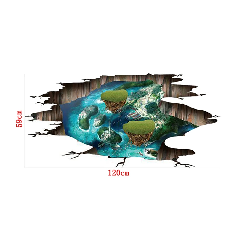 

3D broken wall cosmic space wall sticker home decals living room bedroom floor decor murals Removable decorative vinyl material