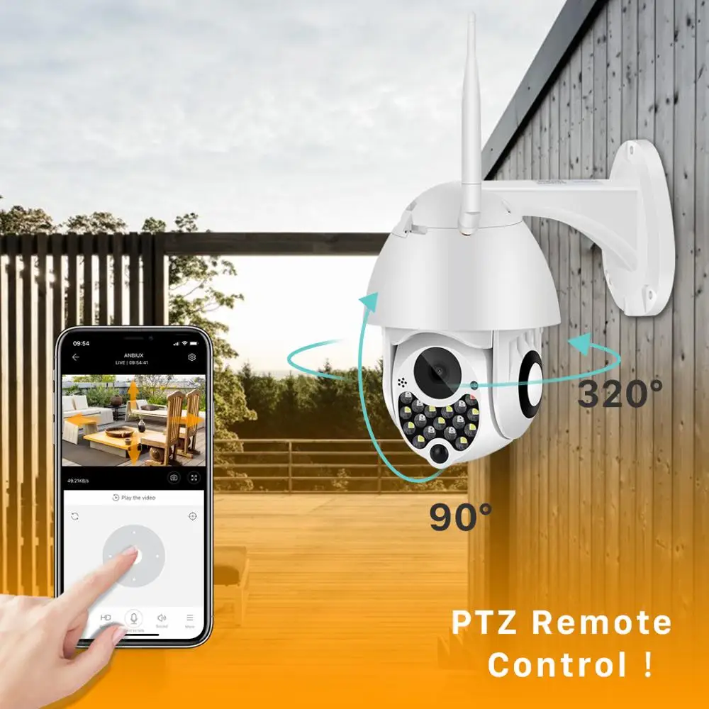 1080P открытый Wifi PTZ Камера с Сирена светильник автоматическое слежение за wi fi