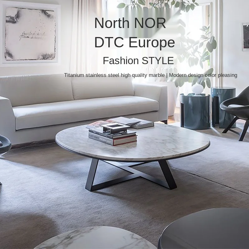 Nordic журнальный столик для гостиной Мрамор круглого стола нержавеющая сталь