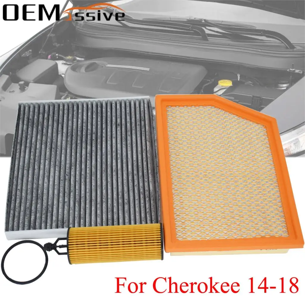 

Car Cabin Air Oil Filter Combo Set For Jeep Cherokee 2014 2015 2016 2017 2018 3.2L 3239CC V6 52022376AA 68191349AC K68223044AA
