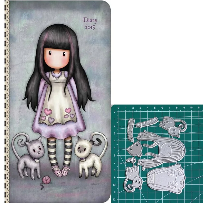 111 трафареты для скрапбукинга с изображением двух котов девочек Новые