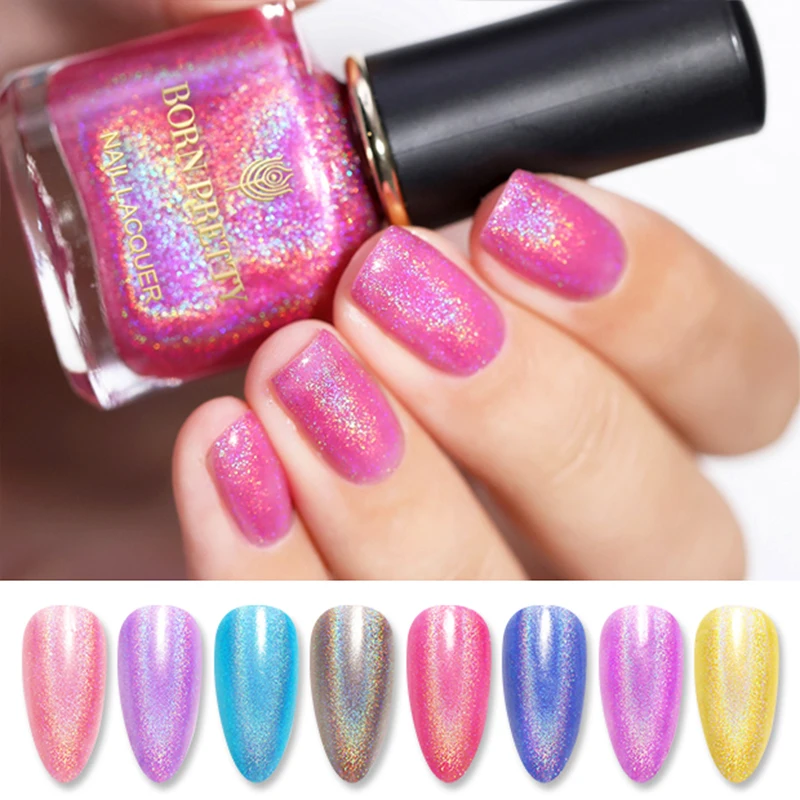 BORN PRETTY 6 мл Лак для ногтей лак лазерные лаки Розовый Фиолетовый Сияющий Nagellack|Лак