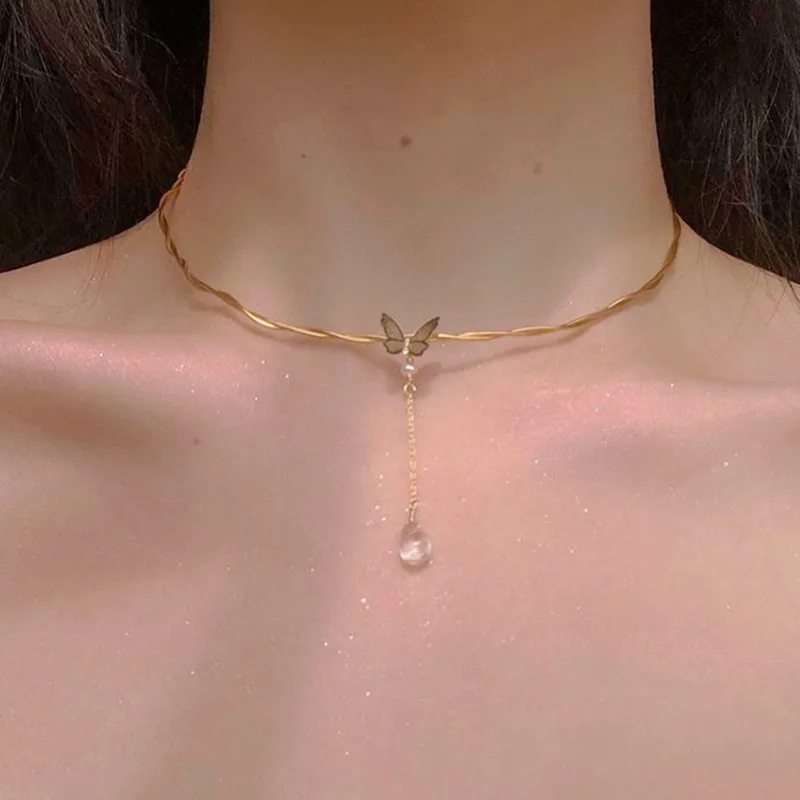 Ожерелье с подвесками в Корейском стиле женское украшение виде бабочки
