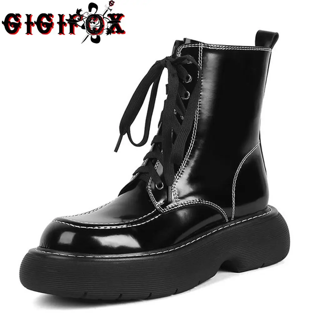 

Женская обувь из натуральной кожи GIGIFOX, роскошные брендовые удобные ботильоны на платформе для ходьбы