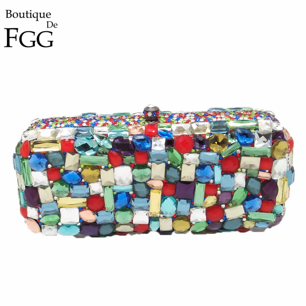 Женский вечерний кошелек Boutique De FGG Многоцветный Металлический клатч-минодьер с