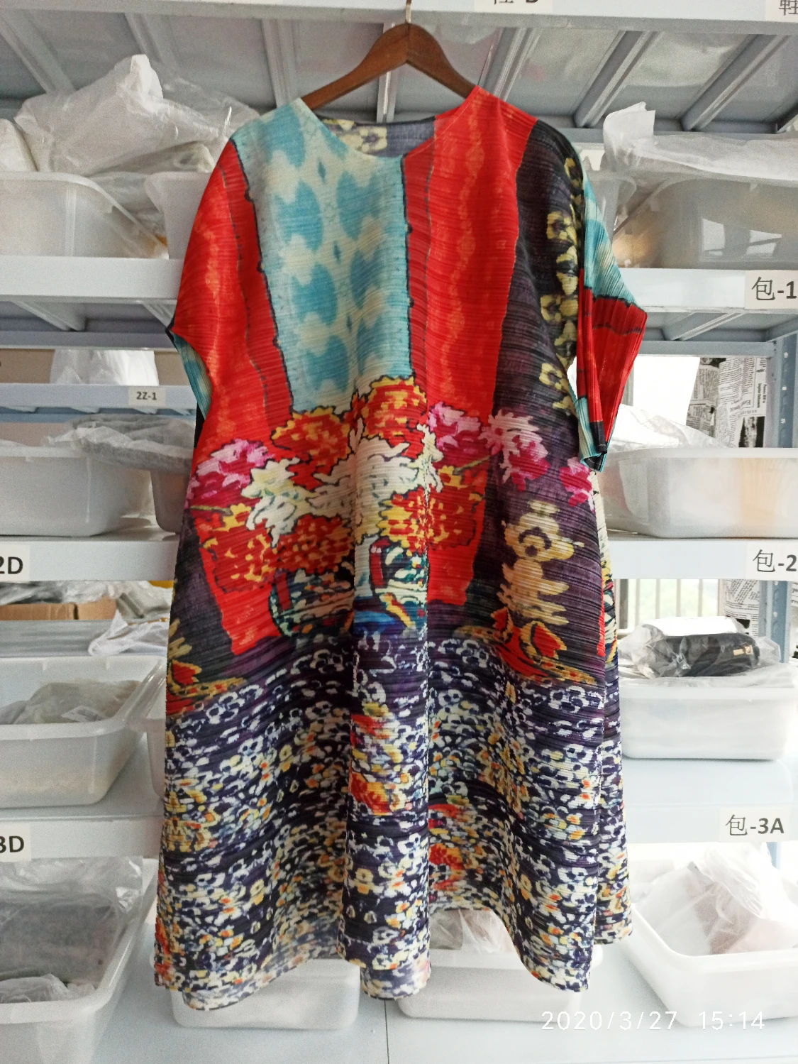 

LANMREM 2021 New autumn Print Round Collar Colorblock Long Pleated Dress Women Vintage Loose A-line Temperament Dress Tide PD783