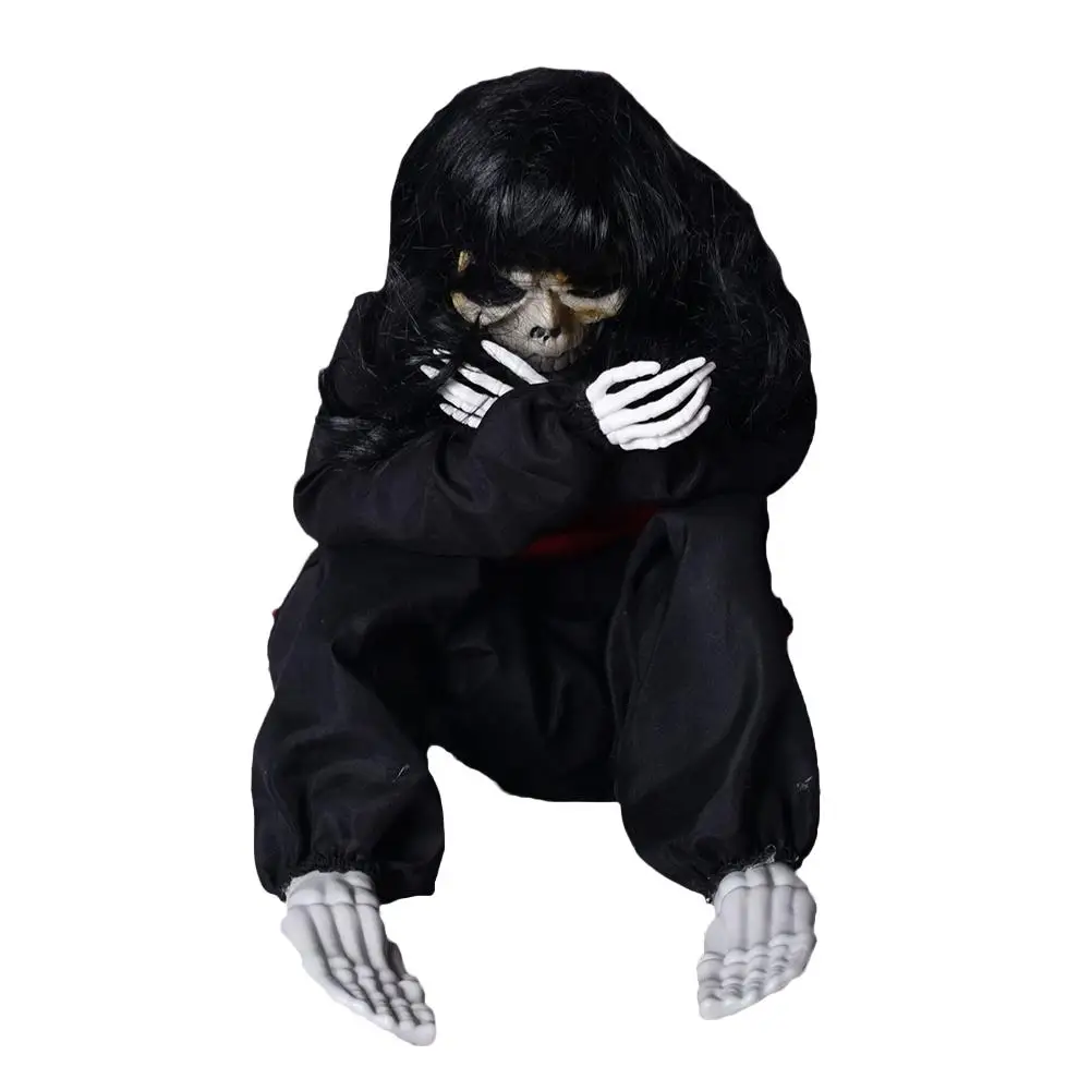 

Shaking Voice Control Electric Crying Skull Ghost Weeping Girl Halloween Bar KTV Decorative Prop Haunted House Horrible Props
