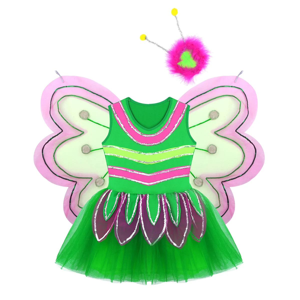 Детское Сетчатое платье с блестками и крыльями феи костюм для девочек на