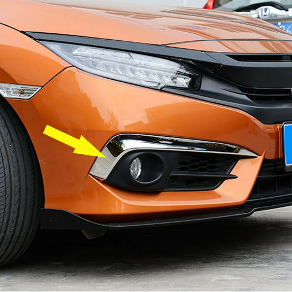 

Chrome Front Fog Light Lamp Cover Trim For Honda 10th Civic 2016 2017 2018