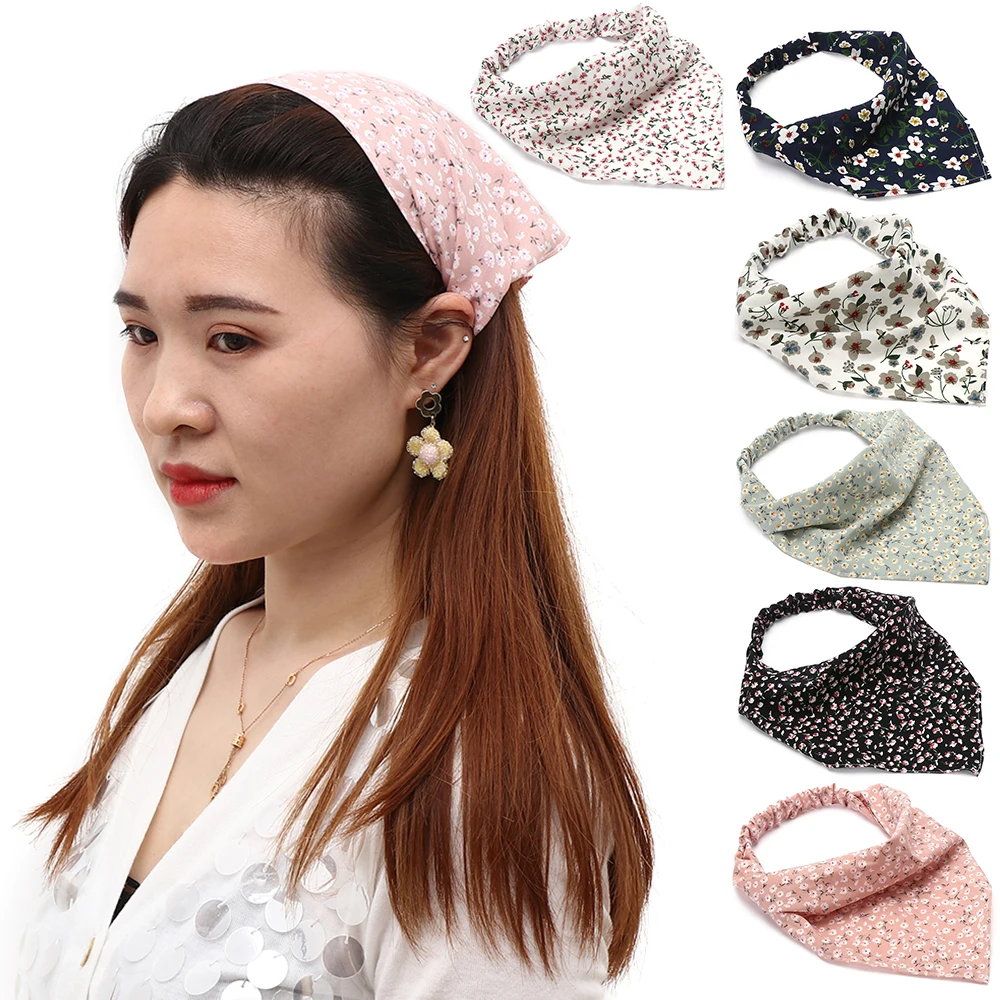 

2021 Hair Scarf Bandanas Headbands with Hair Ties Scarf Chiffon Solid Head Kerchief Boho with Hair Clips for Women Girls