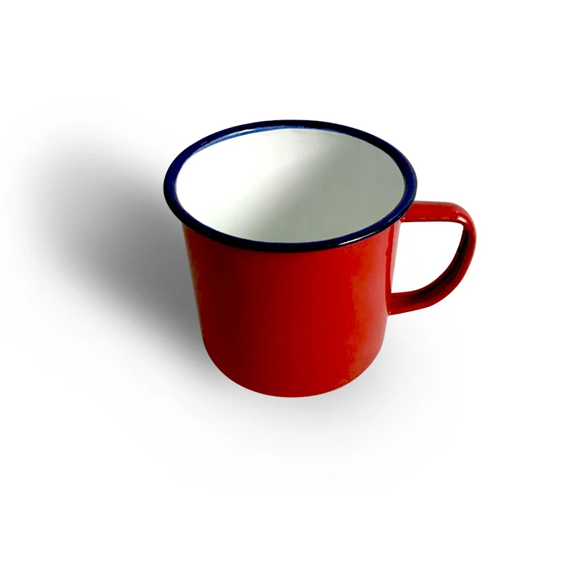 Ретро эмалированная чайная чашка с печатным покрытием, эмалированная чашка для дома, винтажная чашка для завтрака, молока, кофе, подарочные чашки, стакан HXH - Цвет: red