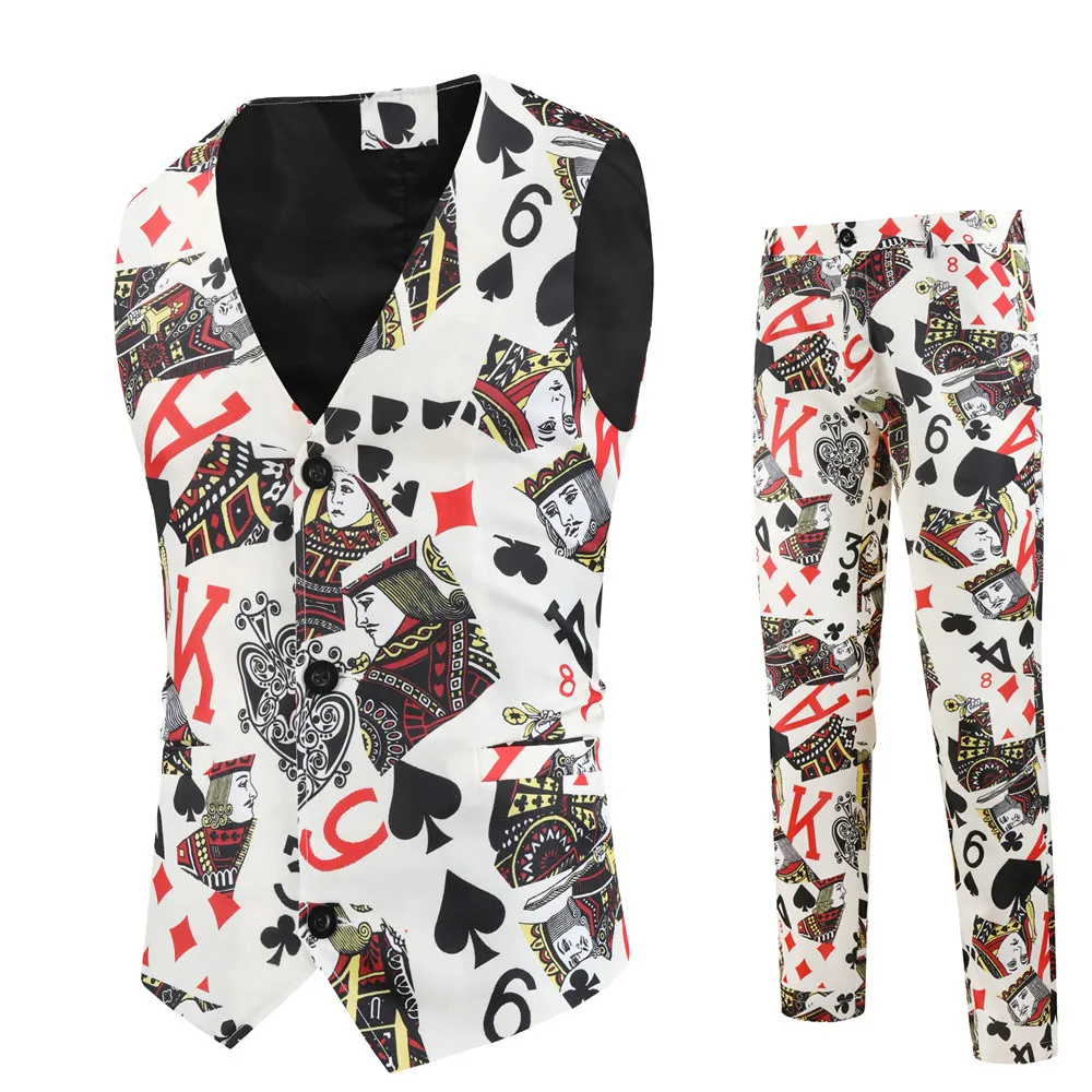 Мужской костюм из двух предметов повседневный с принтом для свадебных торжеств и