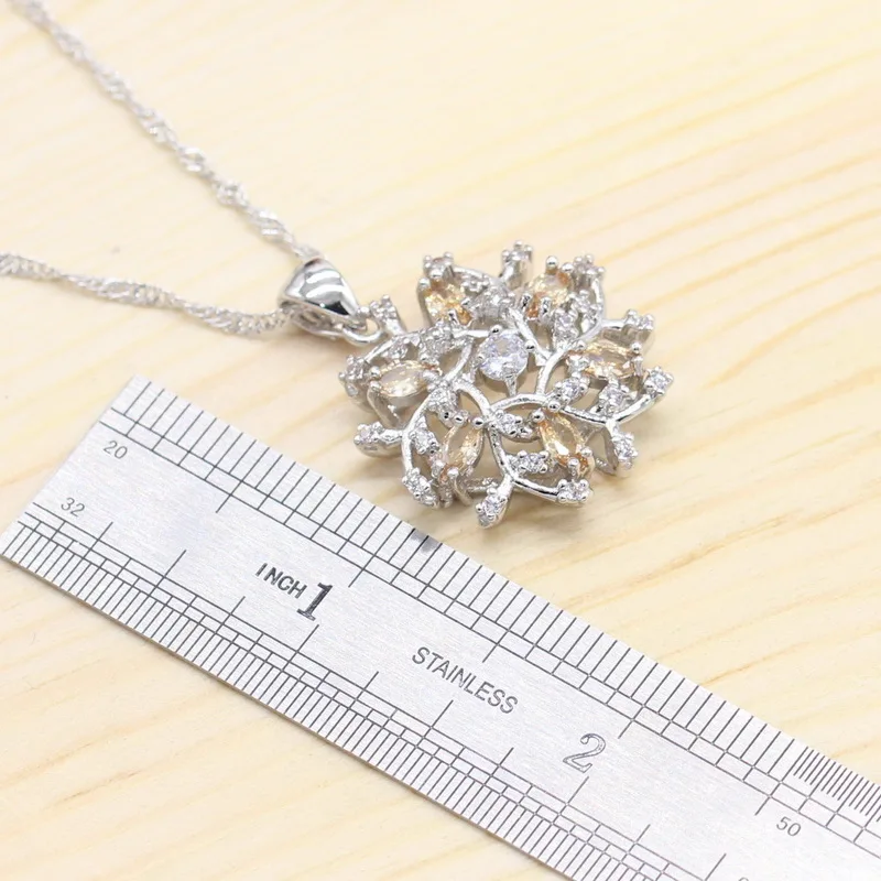 Женский комплект свадебных украшений серебряное ожерелье серьги браслет