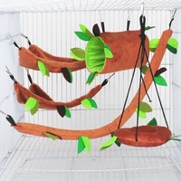 plush hanging forest leaf pattern pet toys swing cylinder hammock nest forest ropeway cage decoration accessories for hamster