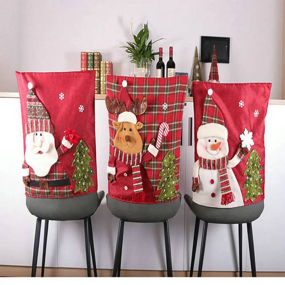 

Christmas Dinner Table Decoration Chair Cover New Year Decor Supplies Restaurant Chair Back Covers