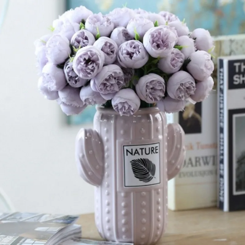 27 головок Чай Роза из искусственного шелка Свадебный букет для дома отеля