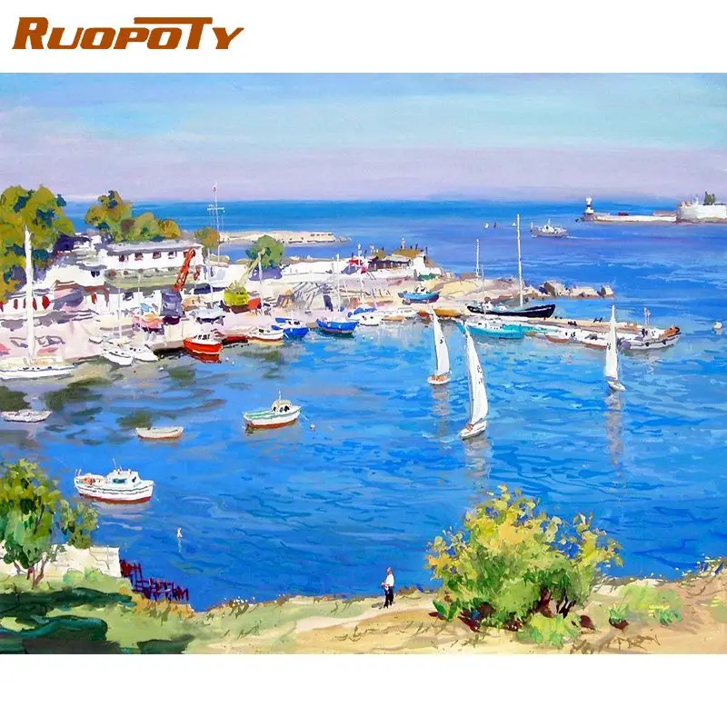 

Картина для рисования по номерам на холсте, морской порт, пейзаж