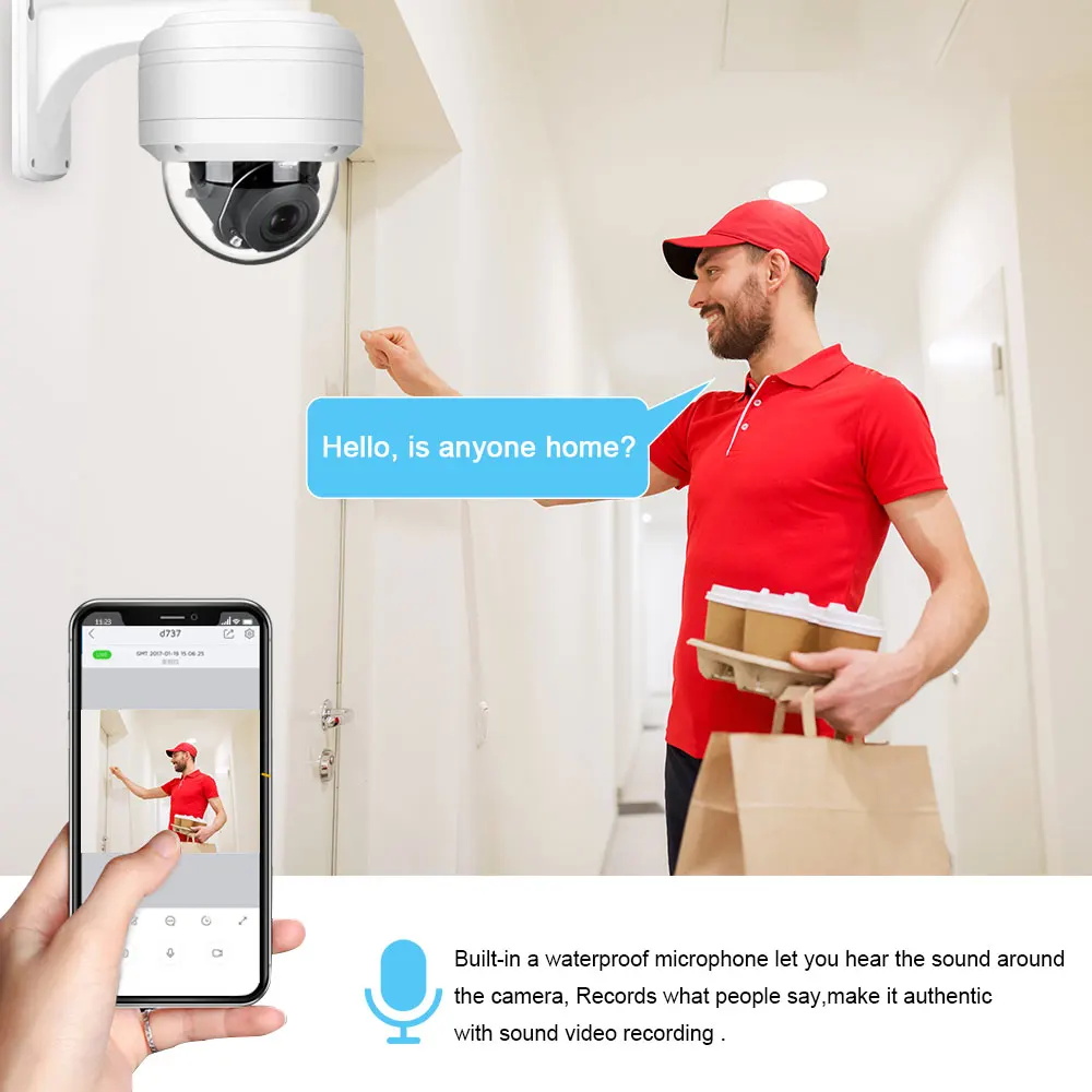 Купить 5-мегапиксельная 10X PTZ скоростная купольная IP-камера POE ИК 80 м камера видеонаблюдения с ночным видением P2P Plug/Play с 4K NVR