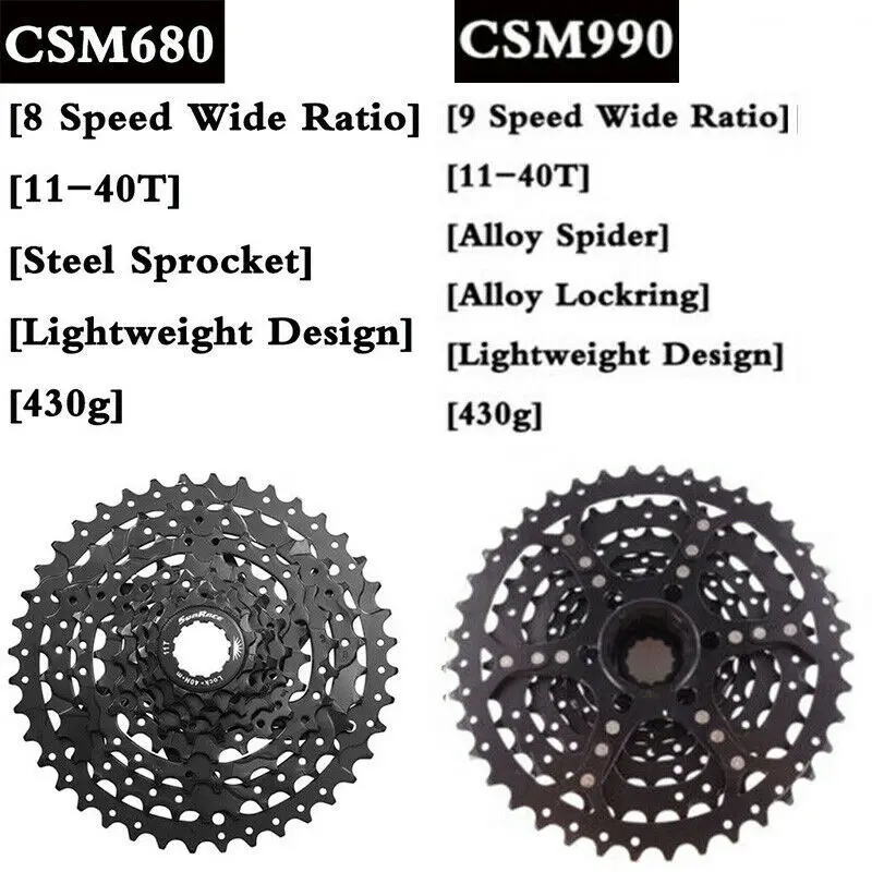 Sunracing 11 40T кассета для горного велосипеда 8s 9s широкое соотношение CSM680 CSM 990