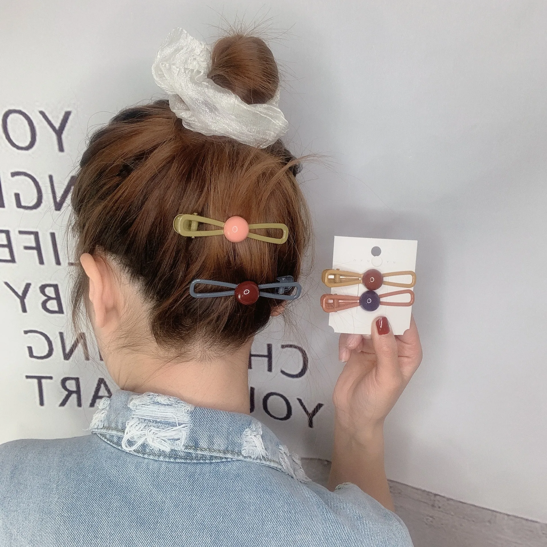 

2Ps/lot Cute Beads Button Bowknot Girl Hair Clips Hairband Bobby Pins Barrette Hairpin Headdress Accessories Beauty Styling Tool