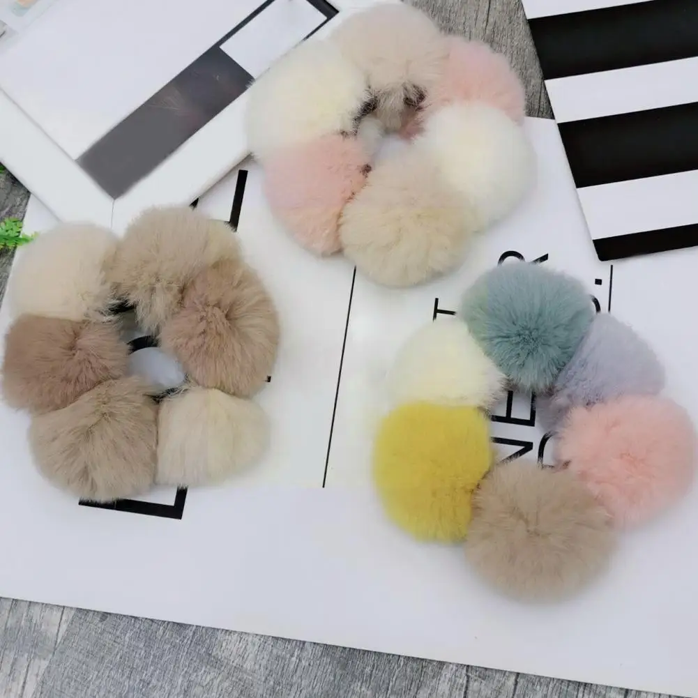 

Winter Elastic Hair Band Scrunchie Soft Rabbit Fur Hair Hair Girls Ponytai Rubber Women Bands Headwear Holder Rope Accessor P2h4