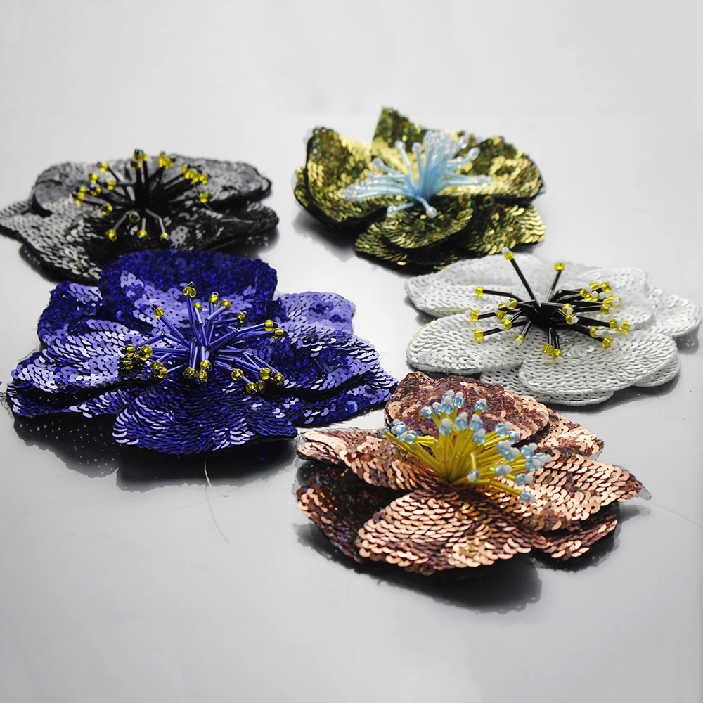 1 шт. модные большие синие блестки цветок патч для аппликация на одежду джинсов DIY