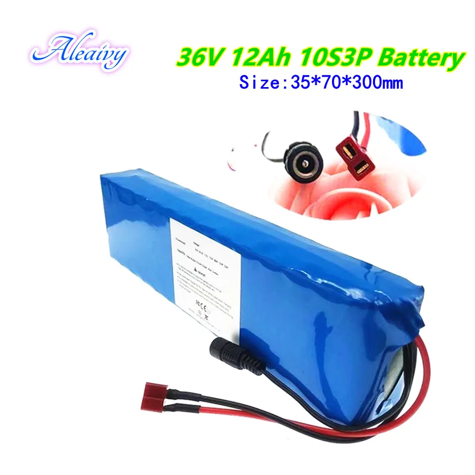 

Aleaivy 2020 NEW 36V 12Ah 500w 10S3P Lithium ion Battery Pack For 42v E-bike Electric bicycle Scooter with 15A discharge BMS