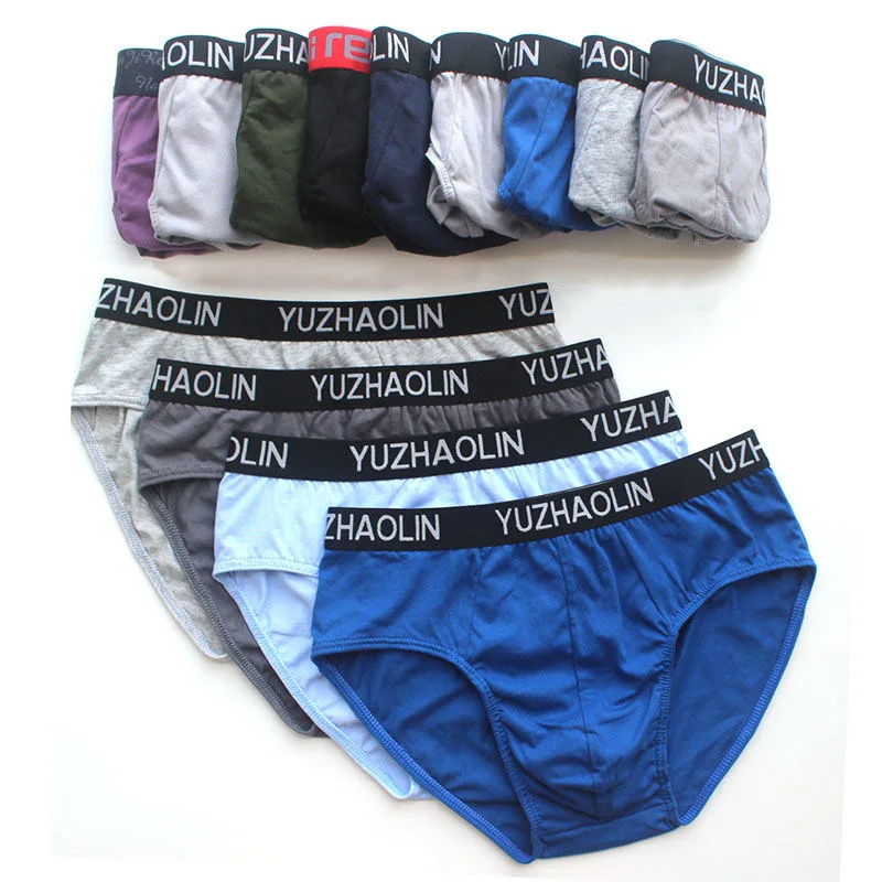 

5pcs/Lot 100%Cotton Men Birefs Mid Waist Triangle Comfortable Underwear Men Breathable Shorts Men Briefs random color