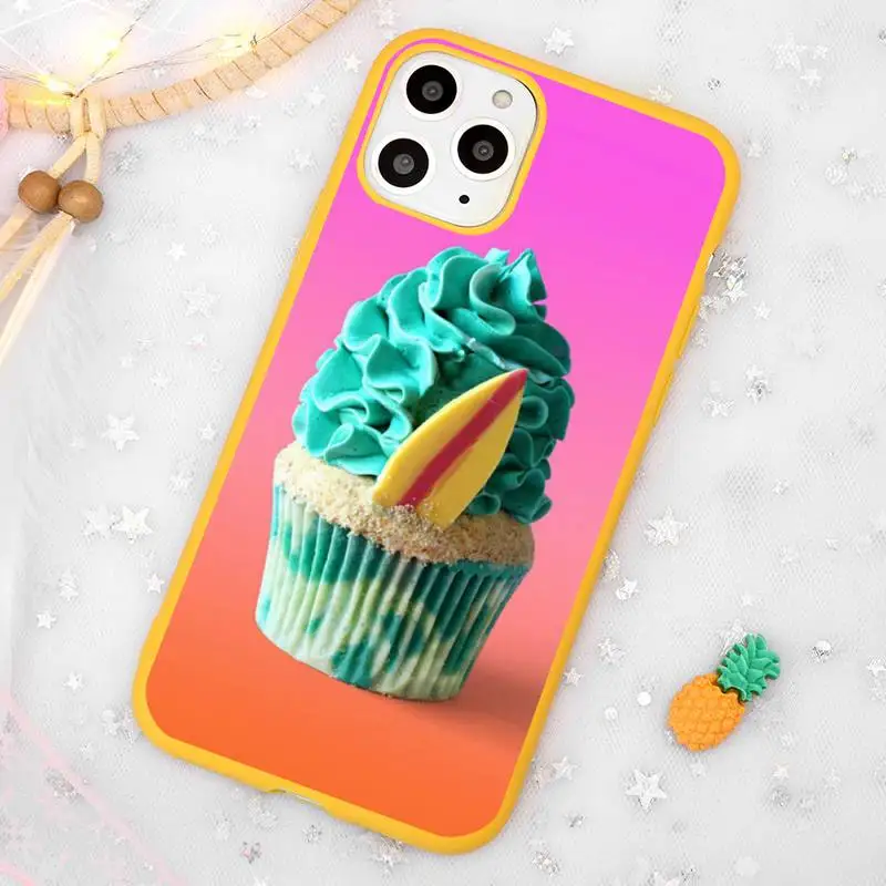 

Cupcake Food colorful dessert cute Phone Case Candy Color Yellow for iPhone 11 12 pro XS MAX 8 7 6 6S Plus X 5S SE 2020 XR