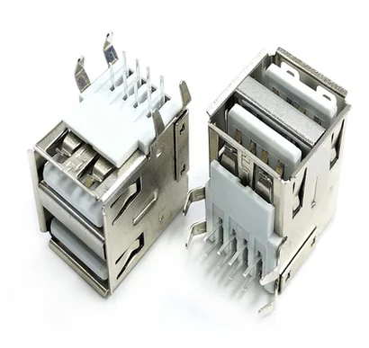 Двойной Тип USB женский припоя Домкраты разъема: штепсельная розетка A 90 градусов 4