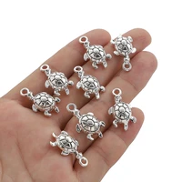 30pcs antique silver color tiny turtle animal charms pendants for jewelry making diy bracelet supplies finding accessories