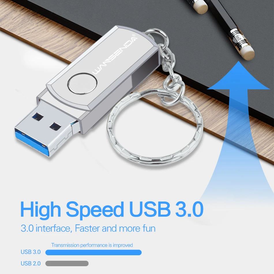Новый WANSENDA USB 3 0 флэш накопитель Вращающаяся ручка 16 Гб оперативной памяти 32