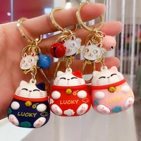 new cartoon lucky cat cute keychain women cat car key ring charm bag pendant key chain gift accessories